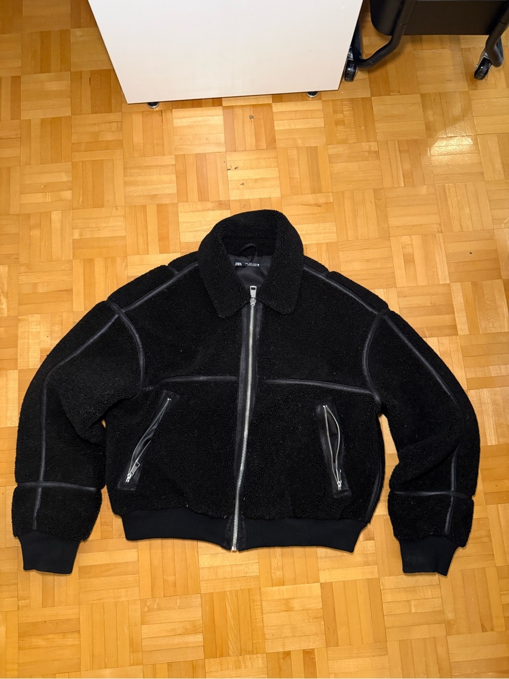 Men's Black Sherpa Zip Jacket